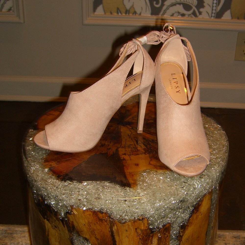 NIB LIPSY PEEP TOE SHOE BOOT WITH TIE DETAIL UK5 US7